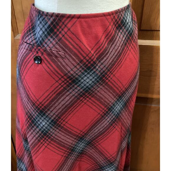 Vtg Talbots Wool Plaid Maxi Skirt Womens Sz 6 Tartan Red Black Holiday Academia - Picture 3 of 9
